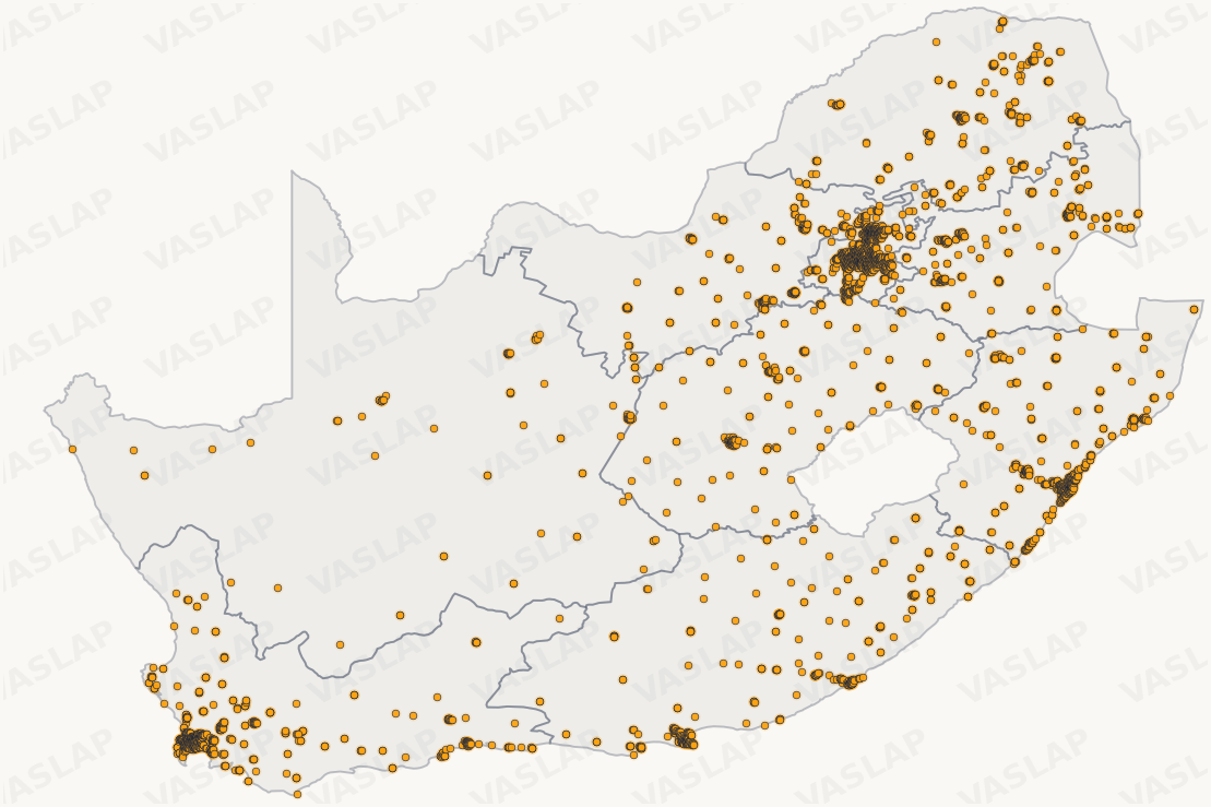 Absa Locations Dataset | South Africa store distribution map