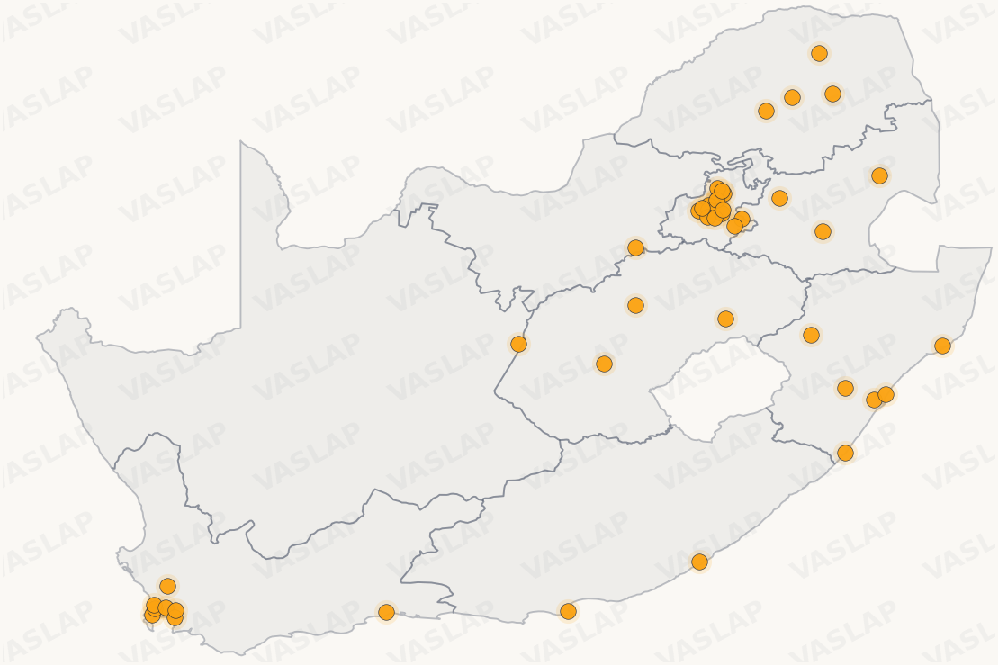 Store distribution across South Africa