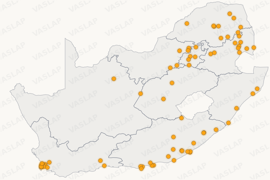 Store distribution across South Africa