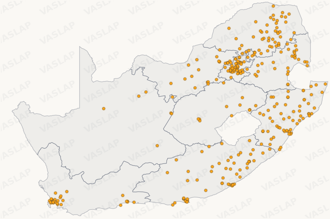 Store distribution across South Africa