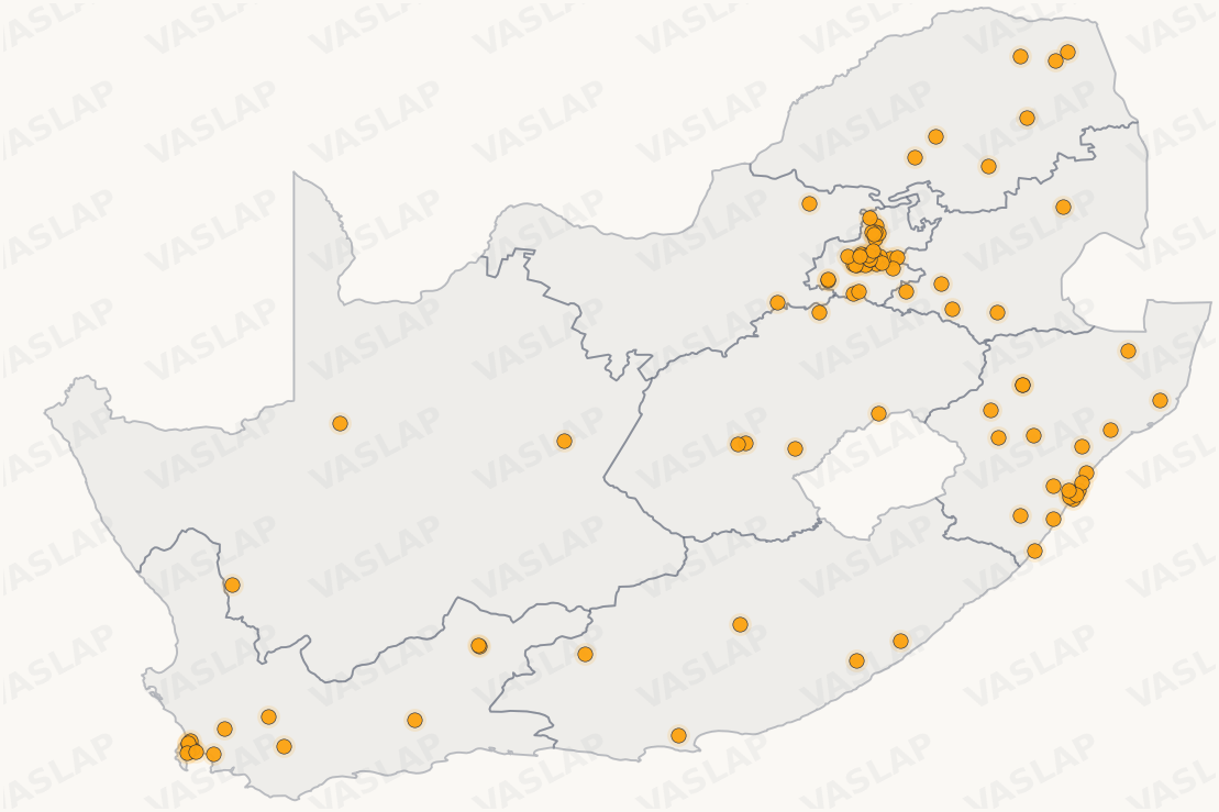 Store distribution across South Africa