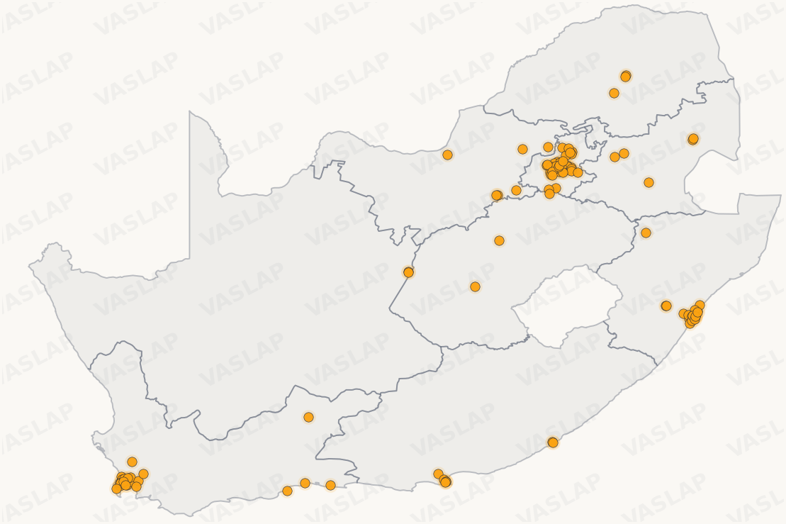 Store distribution across South Africa