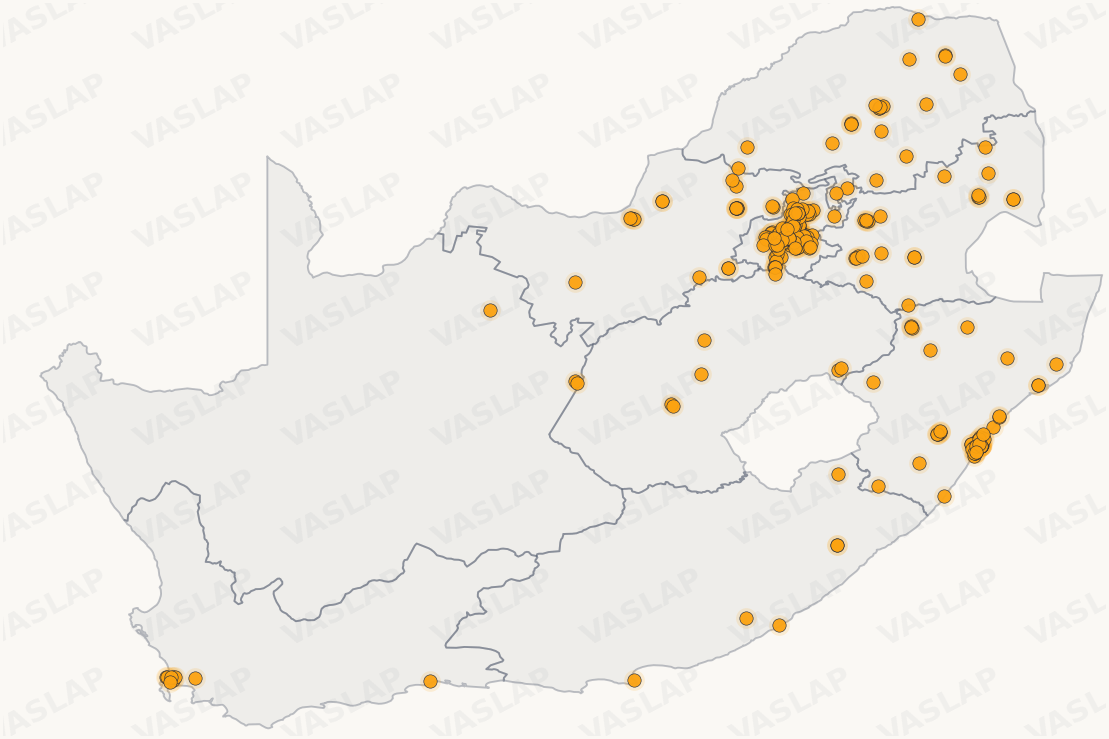 Store distribution across South Africa