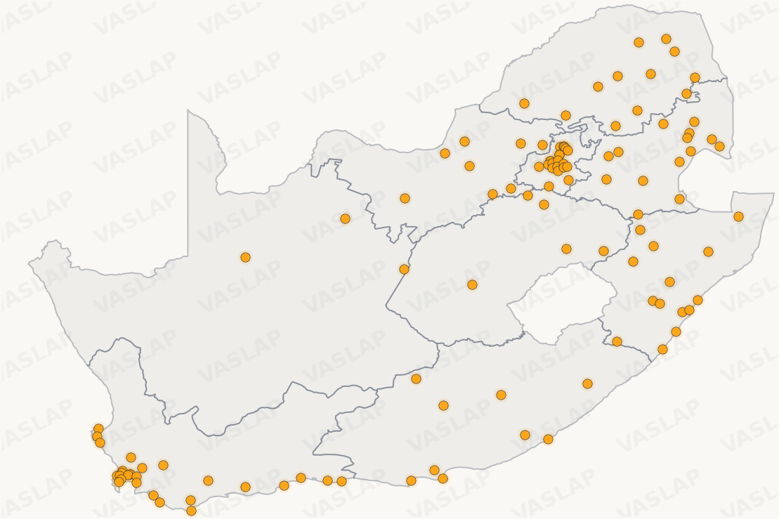 Store distribution across South Africa