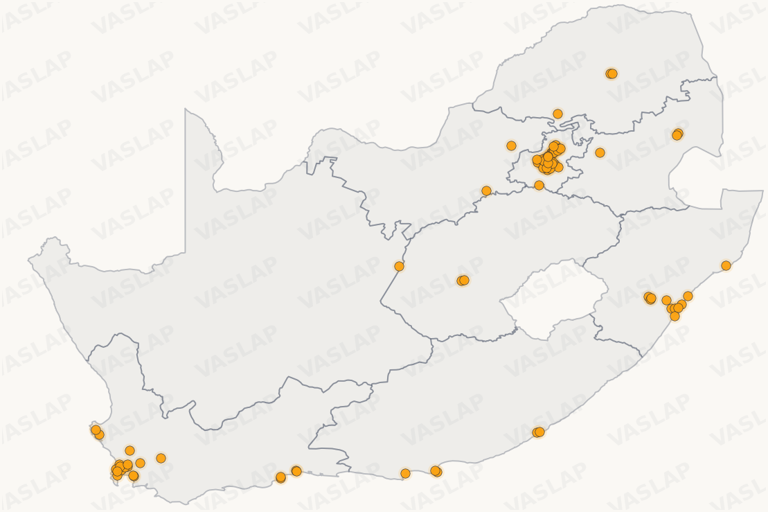 Store distribution across South Africa