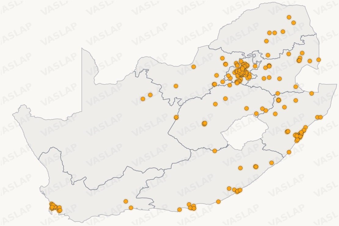 Store distribution across South Africa