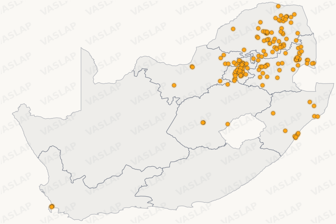 Store distribution across South Africa