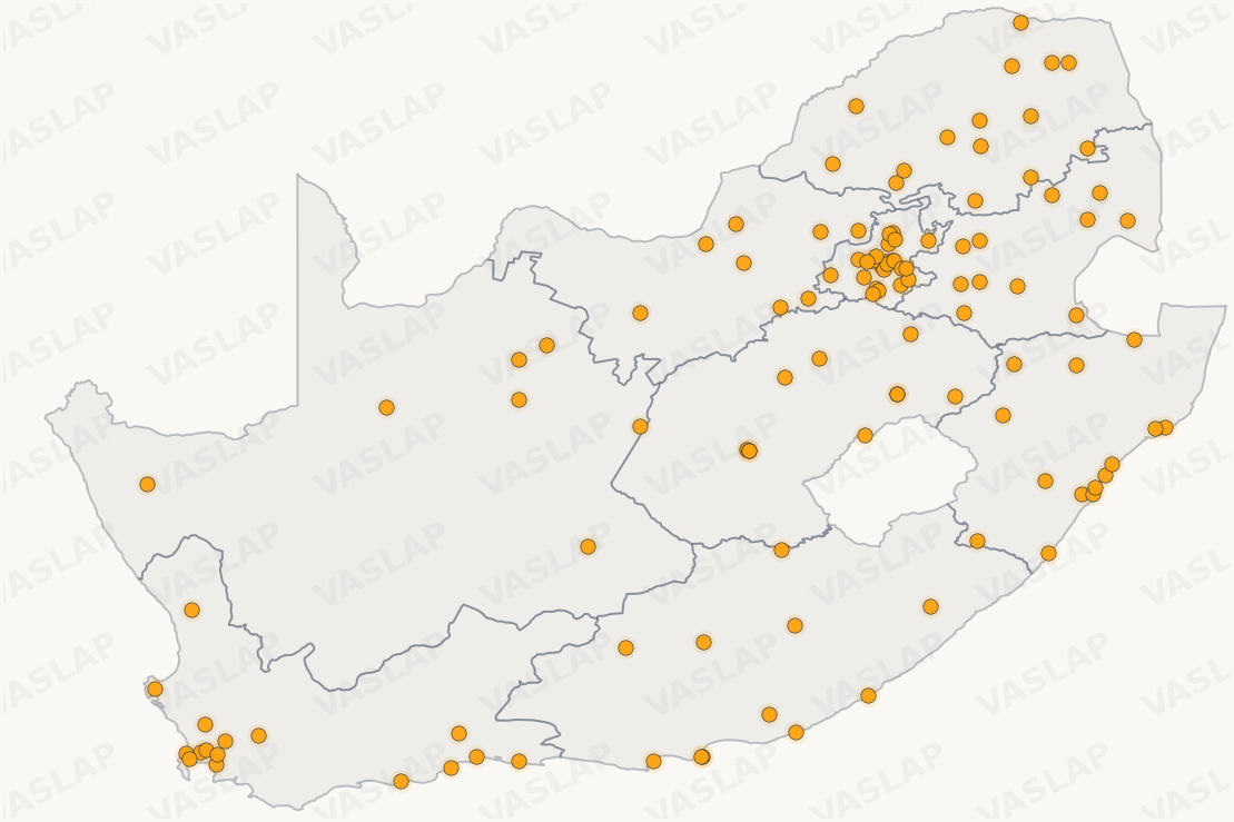 Store distribution across South Africa