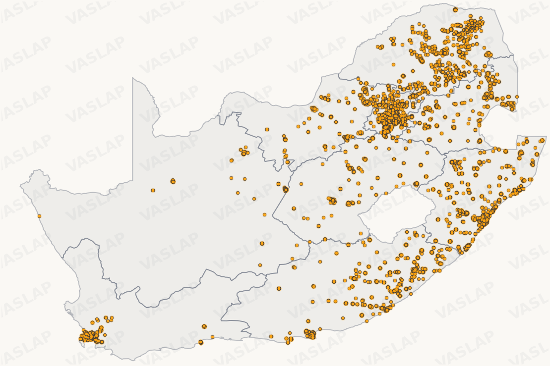 Store distribution across South Africa