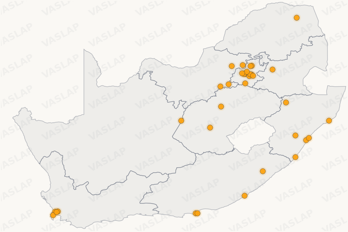 Store distribution across South Africa