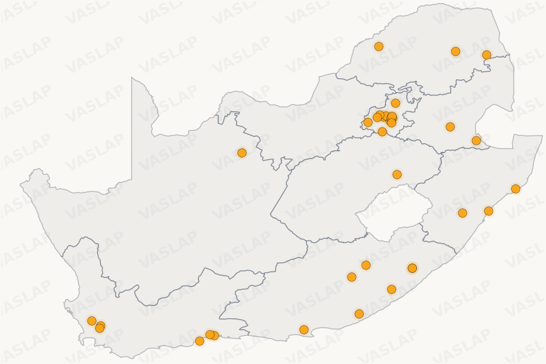 Store distribution across South Africa