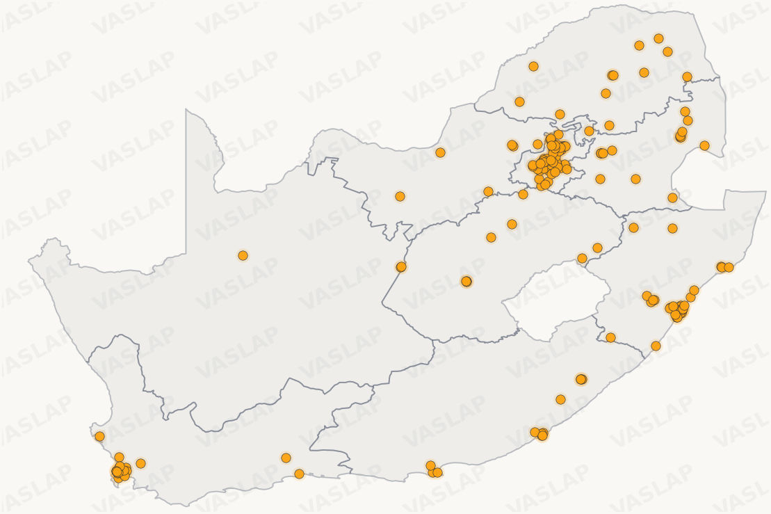Store distribution across South Africa
