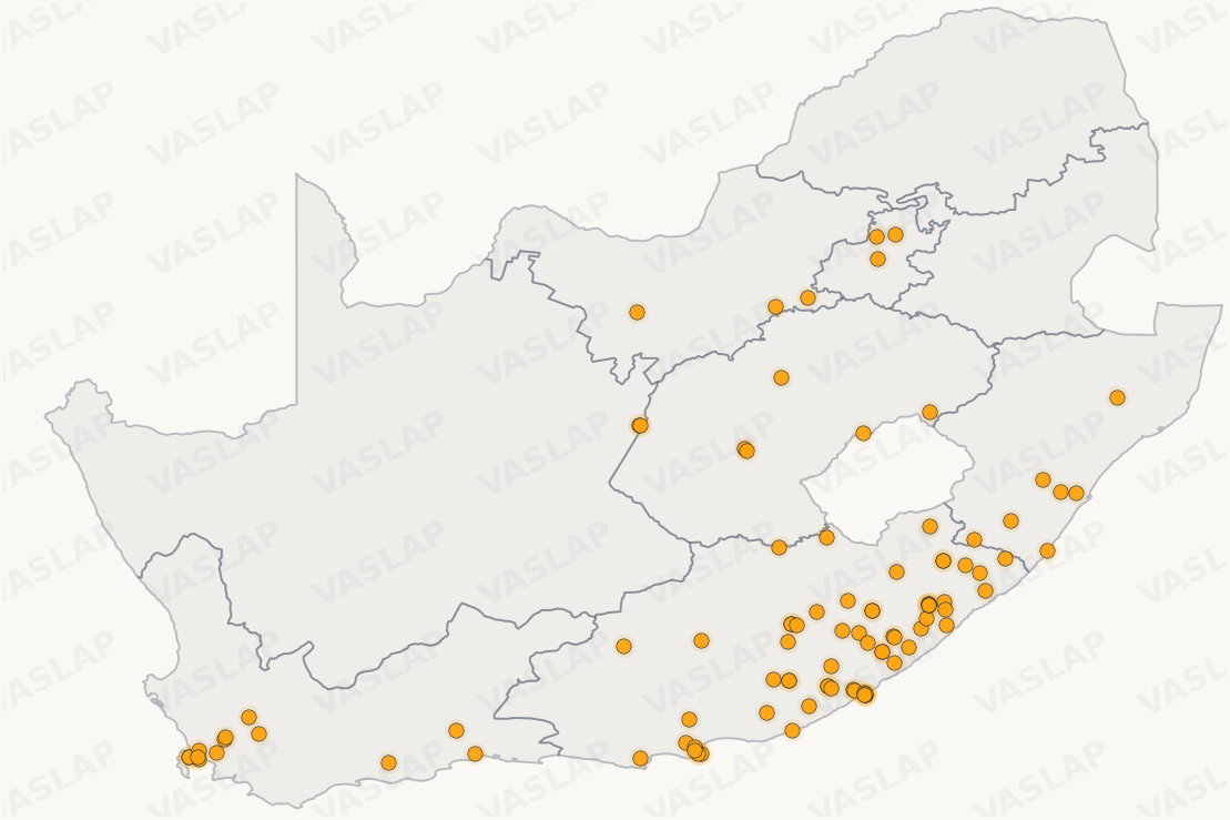 Store distribution across South Africa