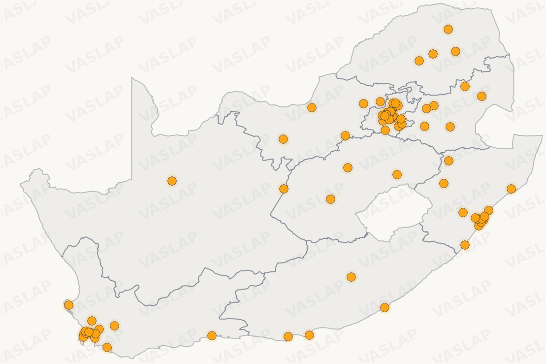 Store distribution across South Africa