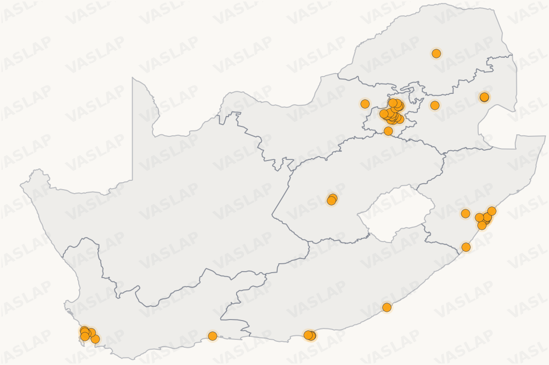 Store distribution across South Africa