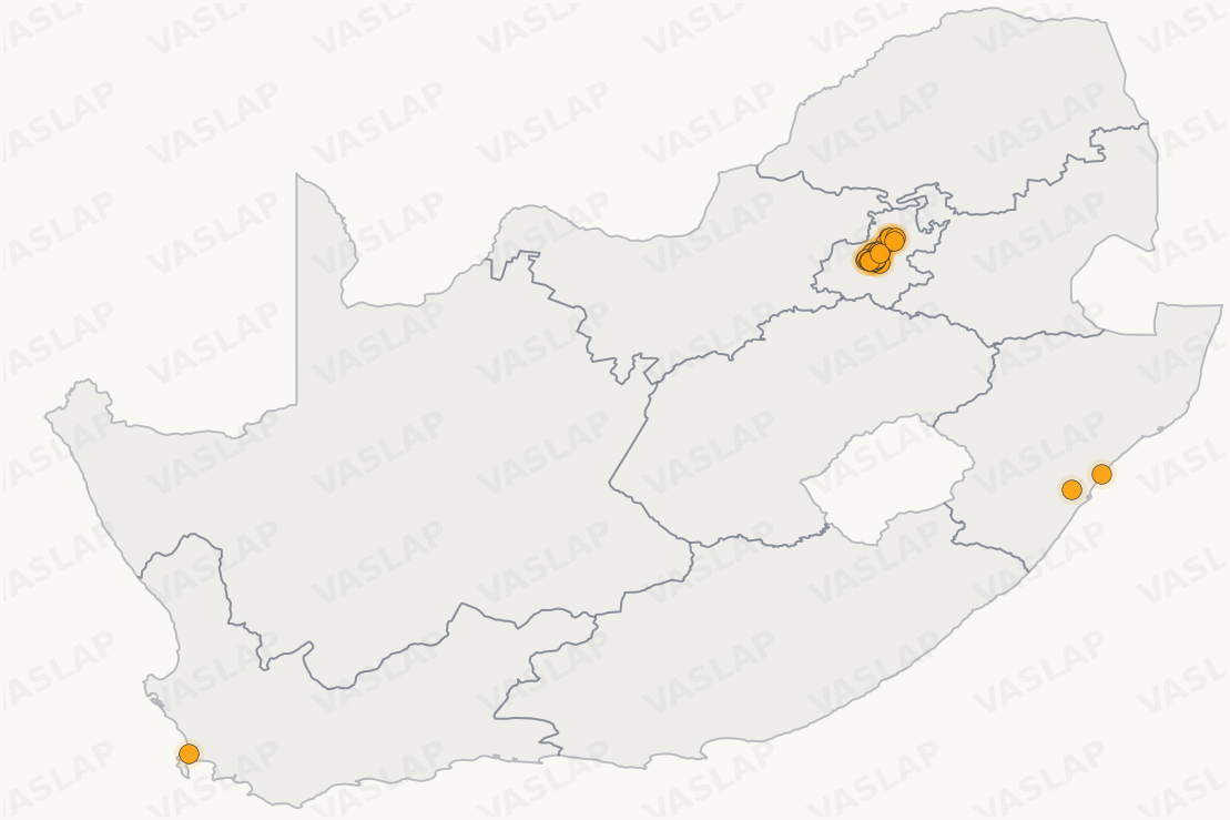 Store distribution across South Africa