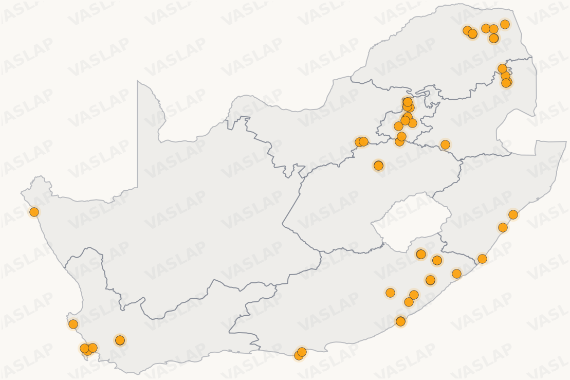 Store distribution across South Africa