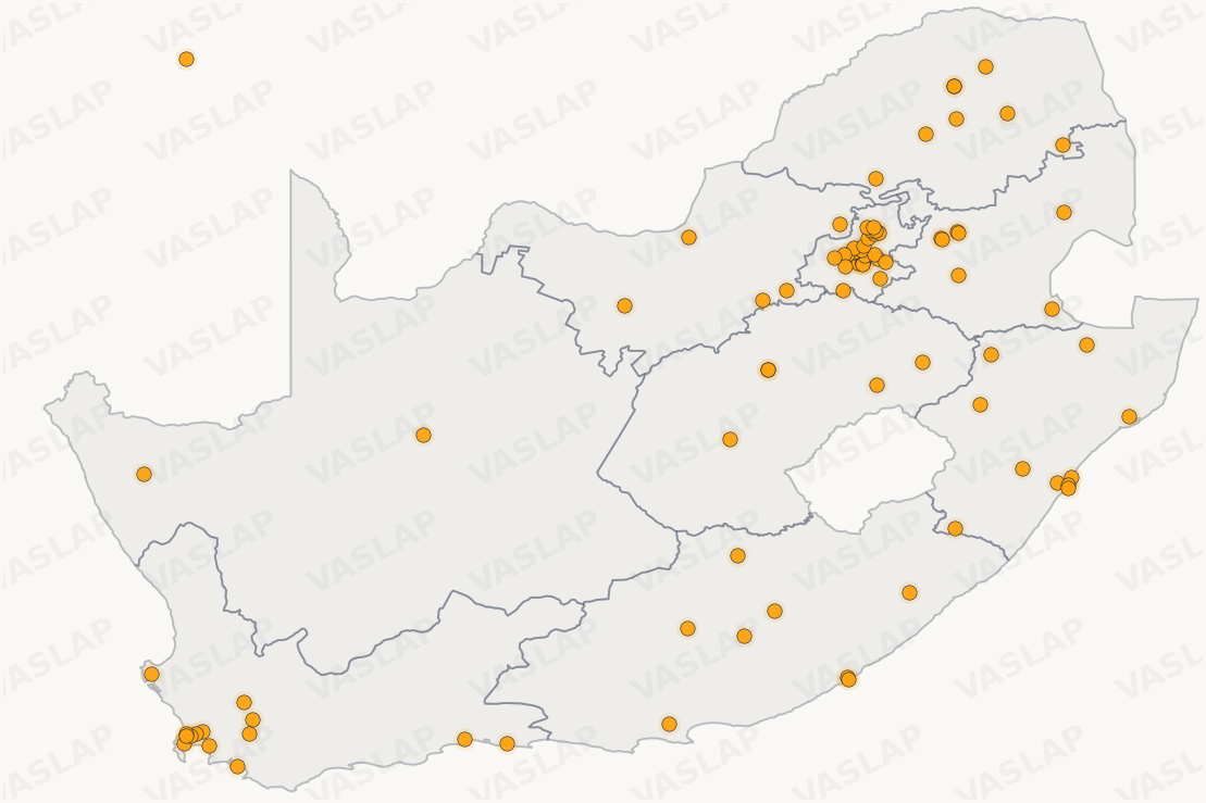 Store distribution across South Africa