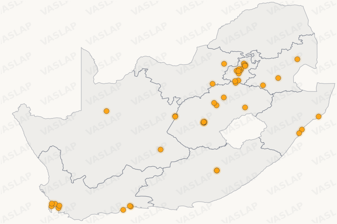 Store distribution across South Africa