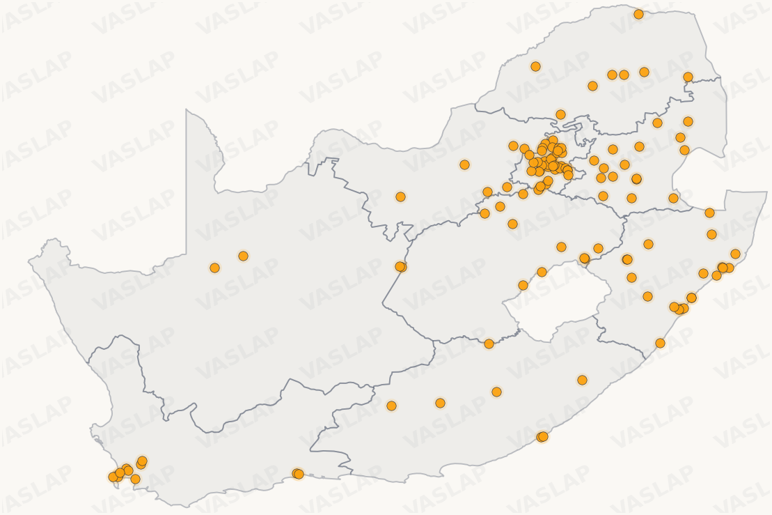 Store distribution across South Africa