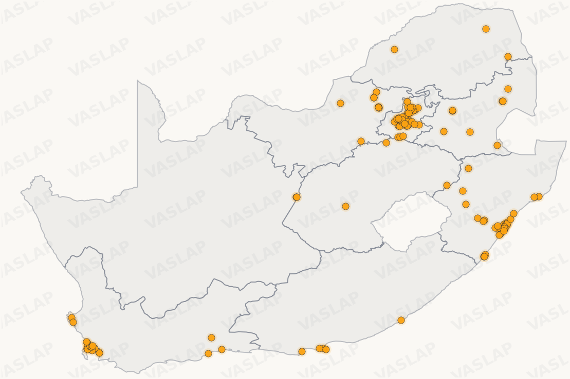 Store distribution across South Africa