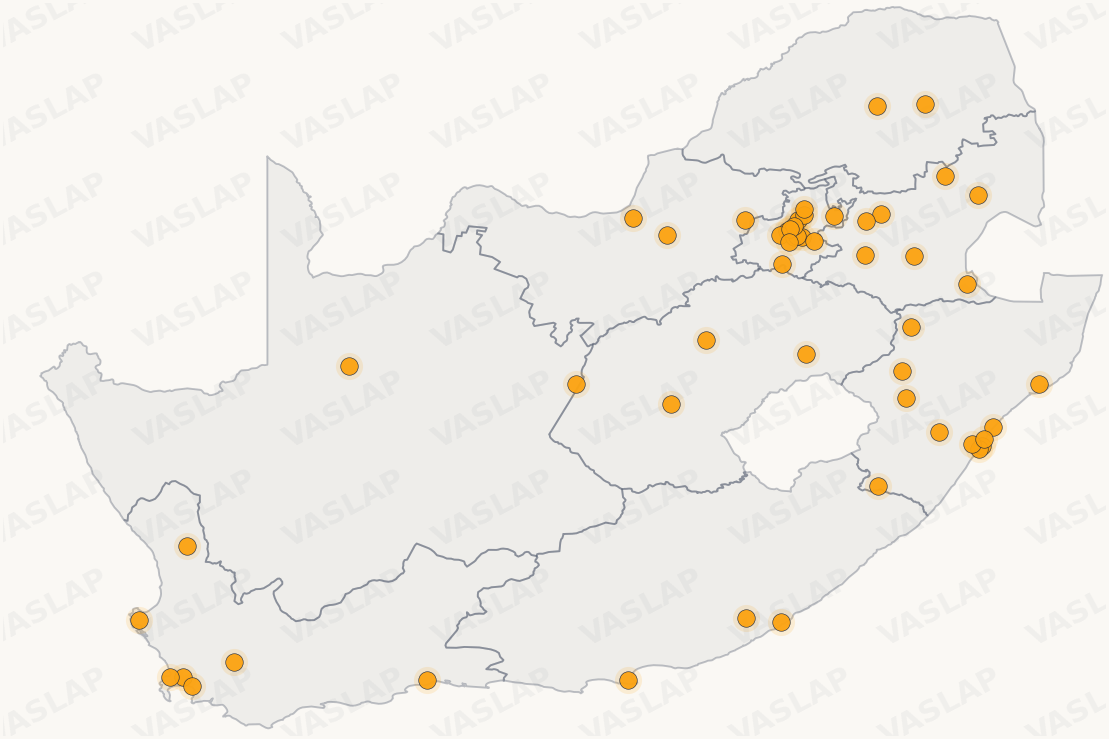 Store distribution across South Africa