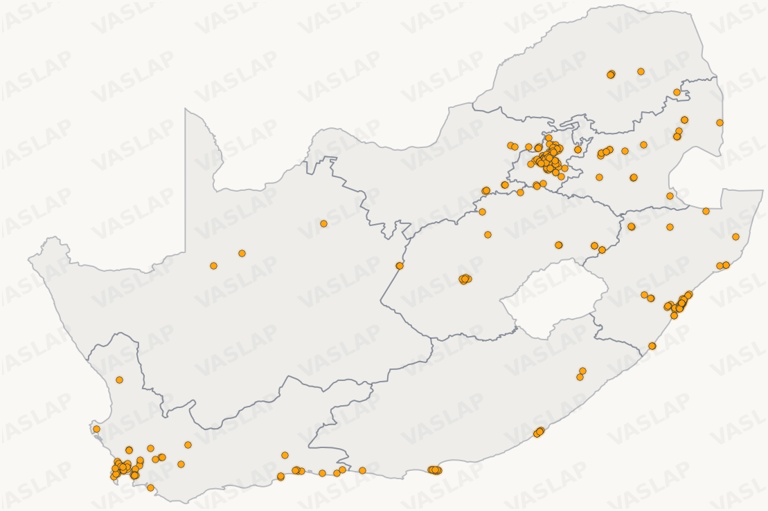 Store distribution across South Africa