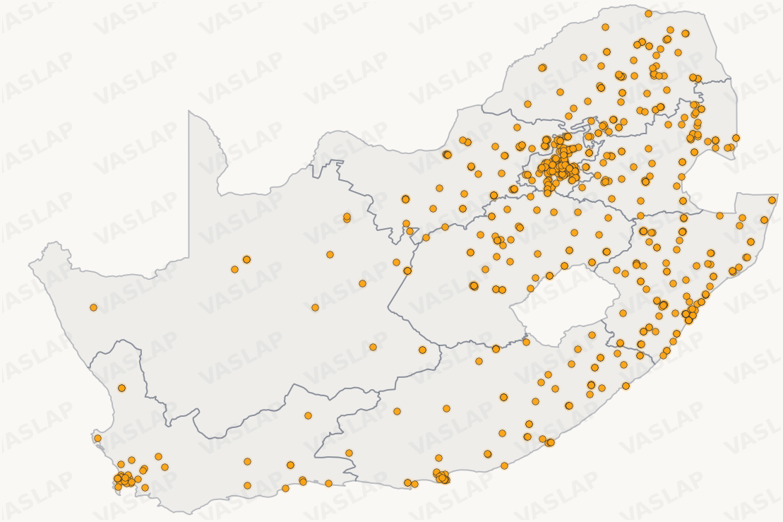 Store distribution across South Africa