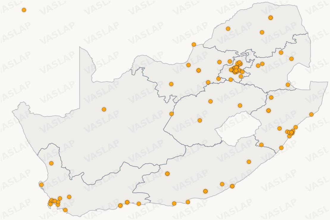 Store distribution across South Africa