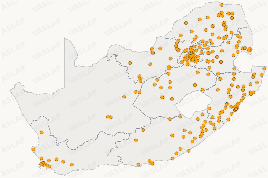 Store distribution across South Africa