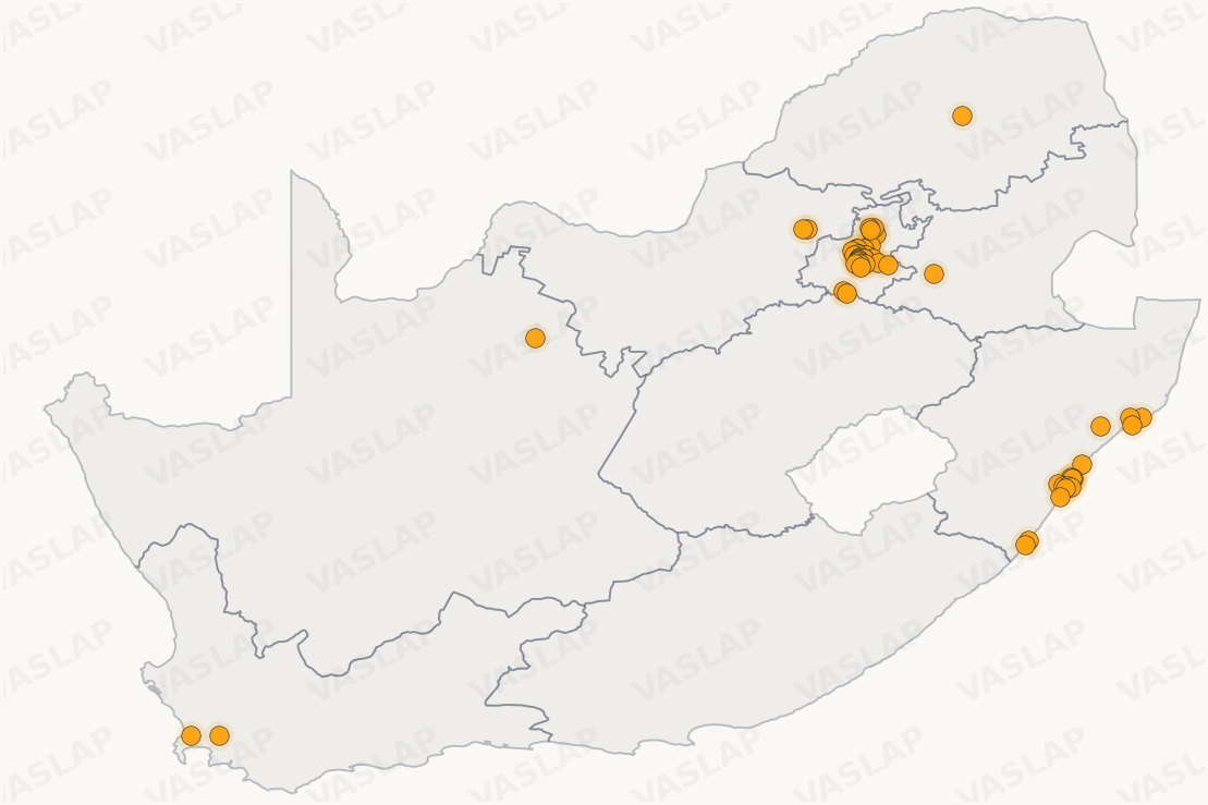 Store distribution across South Africa