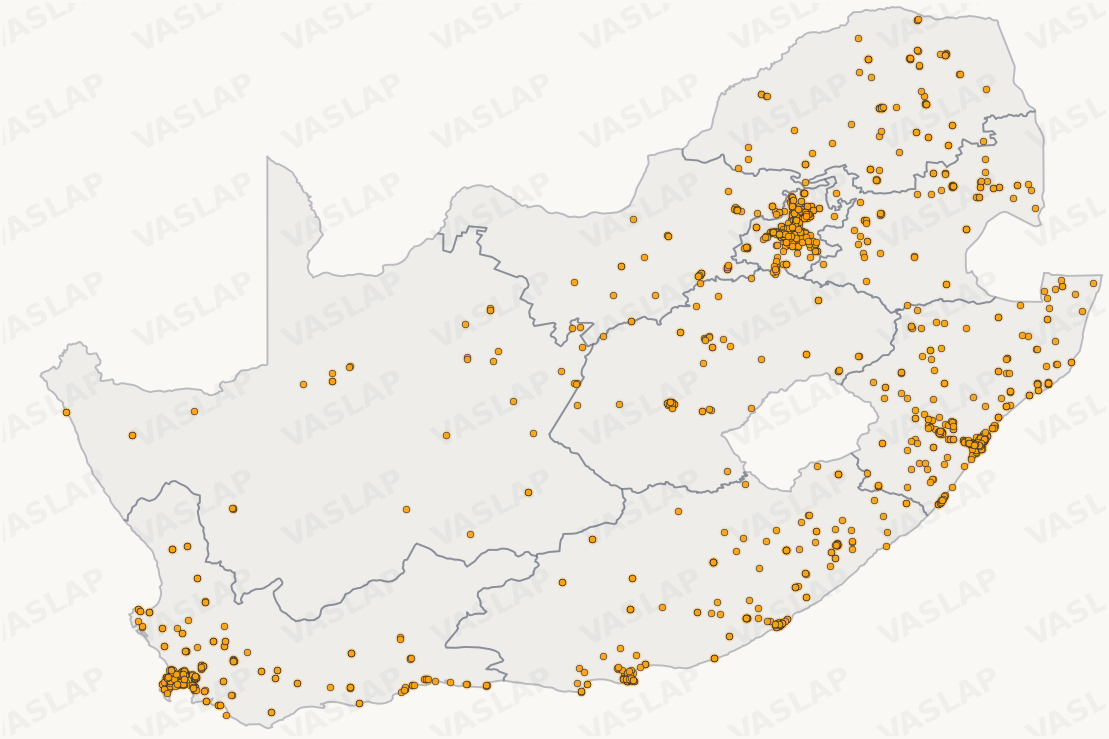 Spar Locations Dataset | South Africa store distribution map