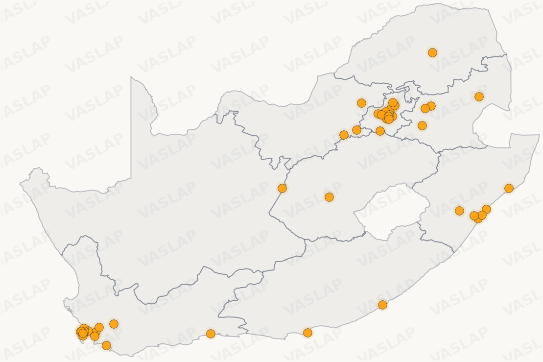 Store distribution across South Africa