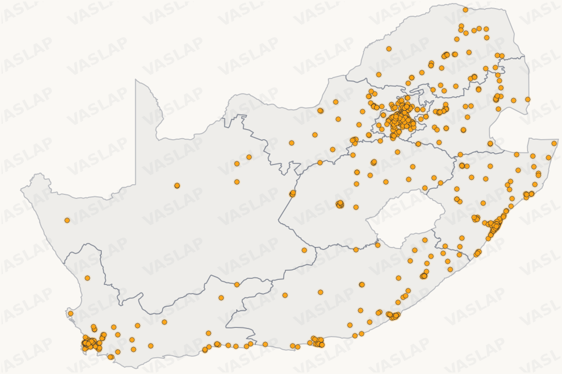 Steers Locations Dataset | South Africa store distribution map