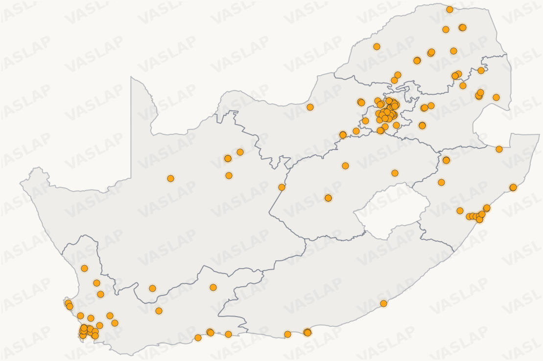Store distribution across South Africa