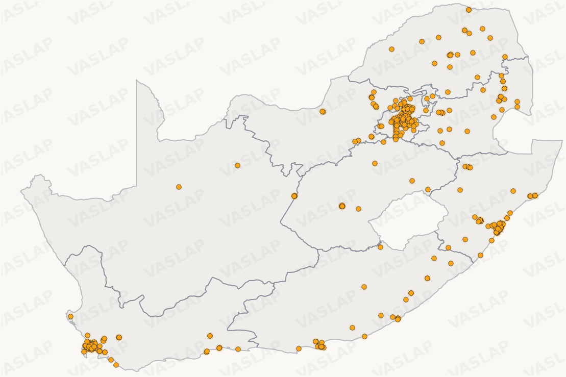 Store distribution across South Africa