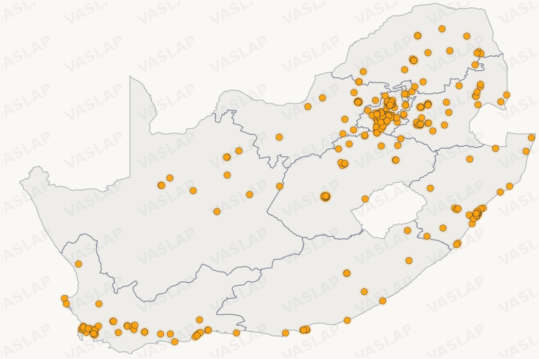 Store distribution across South Africa
