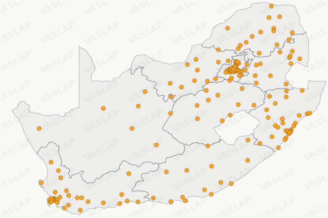 Store distribution across South Africa
