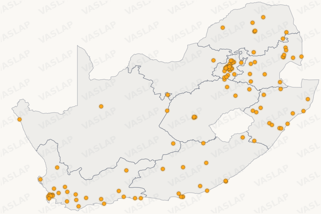 Store distribution across South Africa