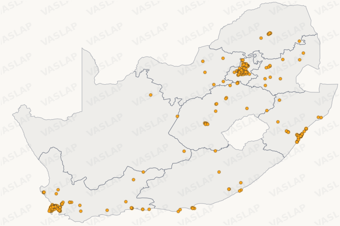 Store distribution across South Africa