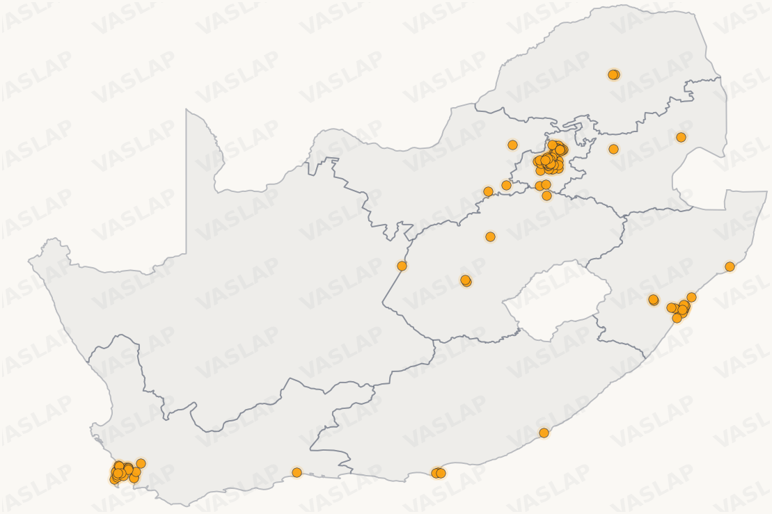 Store distribution across South Africa