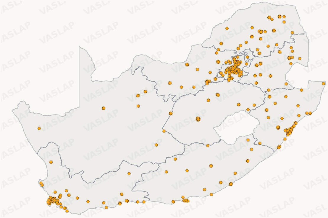 Store distribution across South Africa