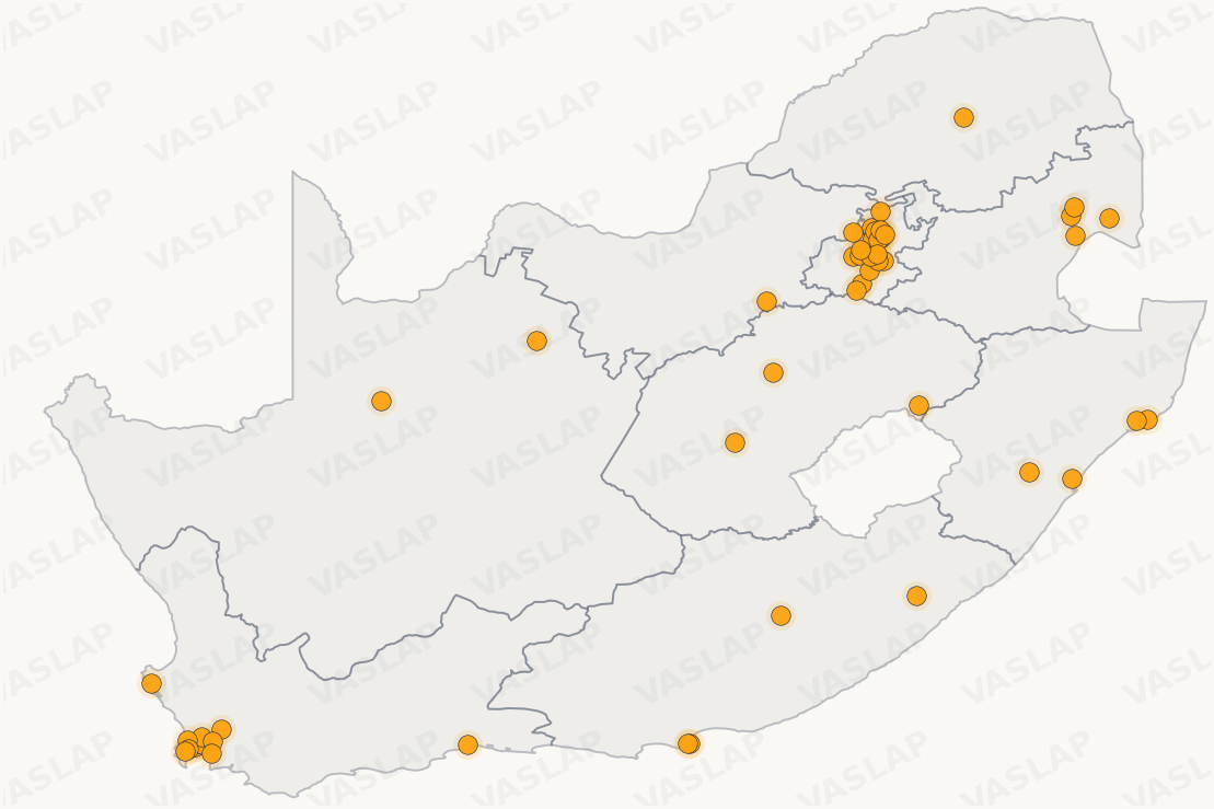 Store distribution across South Africa