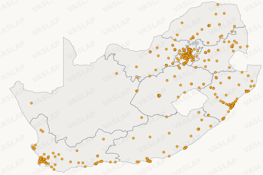 Store distribution across South Africa